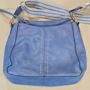 Montana West Select Blue Shoulder Bag Crossbody Strap Large Vegan Leather